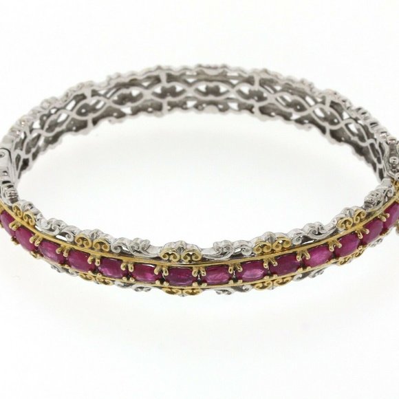 Designer Ruby Bangle Bracelet 18k Gold  Sterling